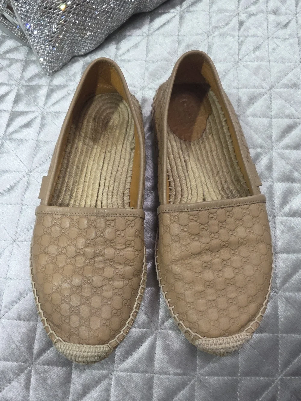 Gucci Tan Beige GG Monogram Espadrilles